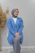 Beş düğmeli Örgü Triko Uzun - 8