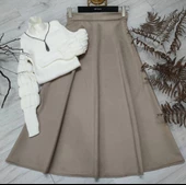 Süet Kumaş Çan model Kloş etek - 2