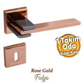 Fulya Lüx Bakır Füme Kare Rozetli Oda Uyumlu Kapı Kolu Sağa ve Sola Uygun Kapı Kolları 1 Takım thumbnail 1