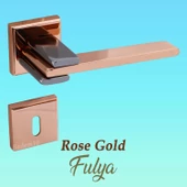 Fulya Lüx Bakır Füme Kare Rozetli Oda Uyumlu Kapı Kolu Sağa ve Sola Uygun Kapı Kolları 1 Takım thumbnail 4