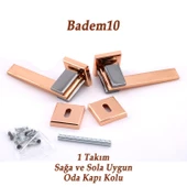 Fulya Lüx Bakır Füme Kare Rozetli Oda Uyumlu Kapı Kolu Sağa ve Sola Uygun Kapı Kolları 1 Takım thumbnail 3