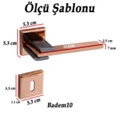 Fulya Lüx Bakır Füme Kare Rozetli Oda Uyumlu Kapı Kolu Sağa ve Sola Uygun Kapı Kolları 1 Takım thumbnail 6