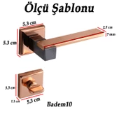 Begonya Lüx Bakır Füme Kare Rozetli Wc-Banyo Kapı Kolu Sağa ve Sola Uygun Kapı Kolları 1 Takım - 3