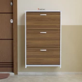 Modilayn MİHRA 72 X 112 X 25,5 cm Düşer Kapaklı 3 Katlı Ayakkabılık -Ceviz - 1