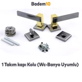 Begonya Lüx Füme Gold Kare Rozetli Wc-Banyo Uyumlu Kapı Kolu Sağa ve Sola Uygun Kapı Kolları 1 Takım thumbnail 2