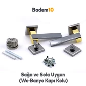 Begonya Lüx Füme Gold Kare Rozetli Oda Uyumlu Kapı Kolu Sağa ve Sola Uygun Kapı Kolları 1 Takım thumbnail 3