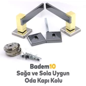 Begonya Lüx Füme Gold Kare Rozetli Oda Uyumlu Kapı Kolu Sağa ve Sola Uygun Kapı Kolları 1 Takım thumbnail 2