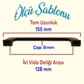 Alperen Düz Eskitme Antik Bakır Metal 128 mm Mobilya Mutfak Çekmece Dolap Kulpu Kulbu Kulpları - 2