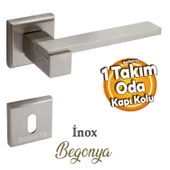 Begonya Lüx İnox Kare Rozetli Oda Uyumlu Kapı Kolu Sağa ve Sola Uygun Kapı Kolları 1 Takım - 1