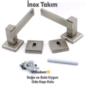 Begonya Lüx İnox Kare Rozetli Oda Uyumlu Kapı Kolu Sağa ve Sola Uygun Kapı Kolları 1 Takım - 5