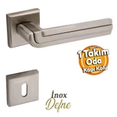 Defne Lüx İnox Kare Rozetli Oda Kapısı Uyumlu Kapı Kolu Sağa ve Sola Uygun Kapı Kolları 1 Takım thumbnail 1