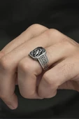 Akrep Desenli Taşsız 925 Gümüş Erkek Yüzük - 8