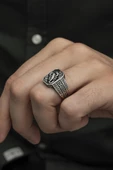 Akrep Desenli Taşsız 925 Gümüş Erkek Yüzük - 6