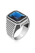 Parlament Mavisi Taşlı 925 Gümüş Erkek Yüzük thumbnail 2