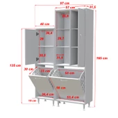 MODİLAYN Forbest İnci 95 x 165 cm Çamaşır Hazneli Çok Amaçlı Banyo & Mutfak Dolabı - 3