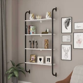 Modilayn 4 Bölmeli Metal Dekoratif Duvar Rafı Beyaz - 1