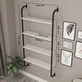 Modilayn 4 Bölmeli Metal Dekoratif Duvar Rafı Beyaz - 3