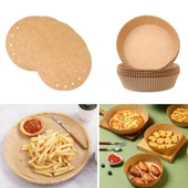 BUFFER® 200 Adet Air Fryer Pişirme Kağıdı Tek Kullanımlık Yağlı Kağı Yuvarlak Delikli ve Tabak Model thumbnail 1