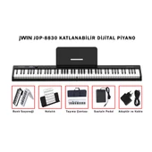Jwin JDP-8830 Tuş Hassasiyetli Katlanabilir Bluetooth + Şarjlı Piyano - Siyah - 1