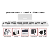 Jwin JDP-8830 Tuş Hassasiyetli Katlanabilir Bluetooth + Şarjlı Piyano - Beyaz - 1