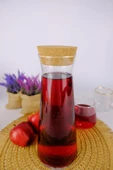 Digithome Emma Mantar Kapaklı Cam Su Şişesi Başucu Sürahisi Karaf 1000 Ml - TG0357080004BRY C320.225 - 5