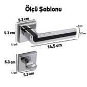 Defne Lüx Krom Mat Siyah Kare Rozetli Wc Kapısı Kapı Kolu Sağa ve Sola Uygun Kapı Kolları 1 Takım thumbnail 5