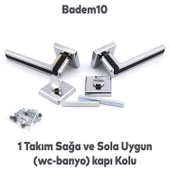 Defne Lüx Krom Mat Siyah Kare Rozetli Wc Kapısı Kapı Kolu Sağa ve Sola Uygun Kapı Kolları 1 Takım thumbnail 4