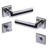 Defne Lüx Krom Mat Siyah Kare Rozetli Wc Kapısı Kapı Kolu Sağa ve Sola Uygun Kapı Kolları 1 Takım thumbnail 6