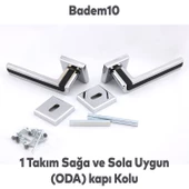 Defne Lüx Krom Mat Siyah Kare Rozetli Oda Kapısı Kapı Kolu Sağa ve Sola Uygun Kapı Kolları 1 Takım - 3