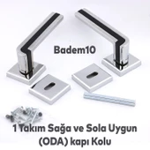 Defne Lüx Krom Mat Siyah Kare Rozetli Oda Kapısı Kapı Kolu Sağa ve Sola Uygun Kapı Kolları 1 Takım - 4