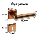 Defne Lüx Rose Gold Kare Rozetli Oda Kapısı Uyumlu Kapı Kolu Sağa ve Sola Uygun Kolları 1 Takım thumbnail 7