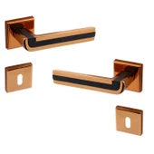 Defne Lüx Rose Gold Kare Rozetli Oda Kapısı Uyumlu Kapı Kolu Sağa ve Sola Uygun Kolları 1 Takım thumbnail 8