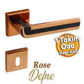Defne Lüx Rose Gold Kare Rozetli Oda Kapısı Uyumlu Kapı Kolu Sağa ve Sola Uygun Kolları 1 Takım thumbnail 1