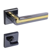 Defne Lüx Füme Gold Kare Rozetli Wc-Banyo Kapısı Uyumlu Kapı Kolu Sağ ve Sola Uygun Kolları 1 Takım - 7