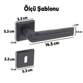 Defne Lüx Füme Gold Kare Rozetli Wc-Banyo Kapısı Uyumlu Kapı Kolu Sağ ve Sola Uygun Kolları 1 Takım - 6