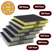 Yassı Sünger Zımpara 9.5 x 12.5 cm Takoz Blok Flex Taşlama Ahşap El Zımparası kum Seti 6 Adet - 1