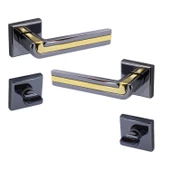 Defne Lüx Füme Gold Kare Rozetli Wc-Banyo Kapısı Uyumlu Kapı Kolu Sağ ve Sola Uygun Kolları 1 Takım - 5