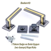 Defne Lüx Füme Gold Kare Rozetli Wc-Banyo Kapısı Uyumlu Kapı Kolu Sağ ve Sola Uygun Kolları 1 Takım - 3