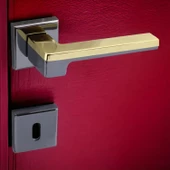 Defne Lüx Füme Gold Kare Rozetli Oda Kapısı Uyumlu Kapı Kolu Sağa ve Sola Uygun Kapı Kolları 1 Takım thumbnail 2