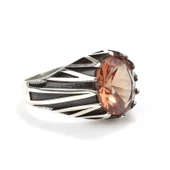 925 Ayar Gümüş Oval Zultanit Taşlı Zikzak Erkek Yüzüğü thumbnail 2