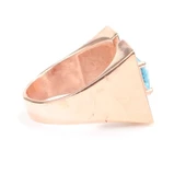 925 Ayar Gümüş Zümrüt Kesim Akuamarin Taşlı Tasarım Yüzük thumbnail 6