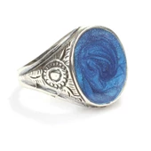 925 Ayar Gümüş Mavi Mineli Erkek Yüzük thumbnail 1