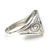 925 Ayar Gümüş Mavi Mineli Erkek Yüzük thumbnail 2