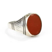 925 Ayar Gümüş Kırmızı Mineli Erkek Yüzük thumbnail 1