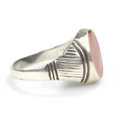 925 Ayar Gümüş Kırmızı Mineli Erkek Yüzük thumbnail 2