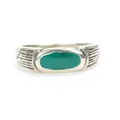 925 Ayar Gümüş Yeşil Mineli Erkek Yüzük thumbnail 3