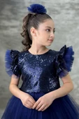 Pullu Kuyruklu Tütülü Kız Çocuk Elbisesi - 7