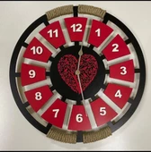 Evinize Renk Katacak Hediyelik Sevgiliye Kalp Hasırlı İpli Ahsap Duvar Saati 50 cm - 1