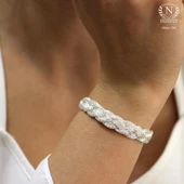 925 Ayar Gümüş Elişi Kalın Örgü Bileklik thumbnail 1