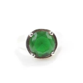 925 Ayar Gümüş Yuvarlak Zümrüt Taşlı Erkek Yüzüğü thumbnail 4